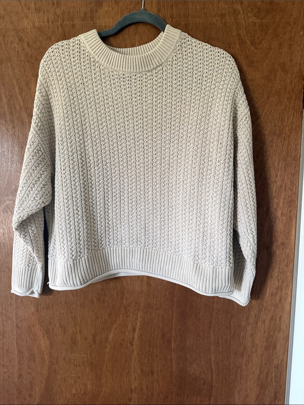 Universal Thread Cropped Cream Knit Crewneck Sweater - Women